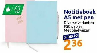 Action Notitieboek a5 met pen aanbieding