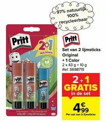 Set van 2 lijmsticks original + 1 color
