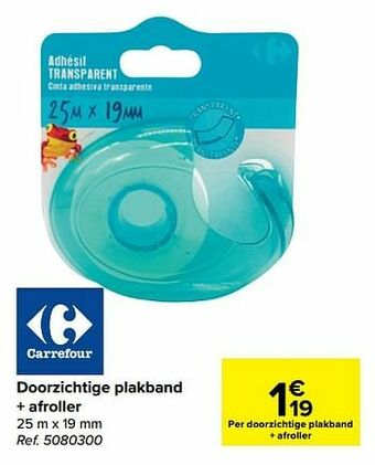 Carrefour Doorzichtige plakband + afroller aanbieding