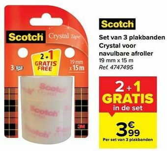 Carrefour Set van 3 plakbanden crystal voor navulbare afroller aanbieding