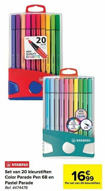 Carrefour Set van 20 kleurstiften color parade pen 68 en pastel parade aanbieding