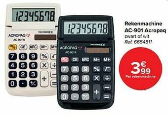 Rekenmachine ac-901 acropaq zwart of wit