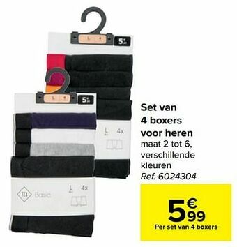 Carrefour Set van 4 boxers voor heren aanbieding