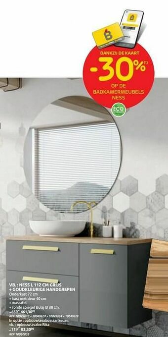 Brico Ness grijs + goudkleurige handgrepen aanbieding