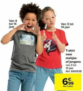 Carrefour T-shirt voor meisjes of jongens aanbieding