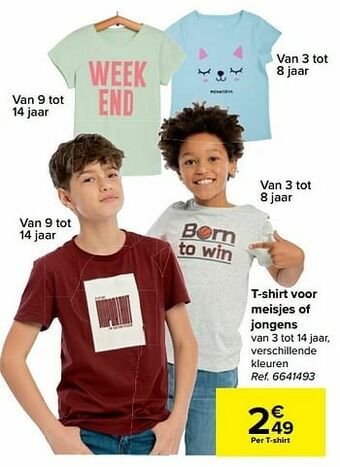 Carrefour T-shirt voor meisjes of jongens aanbieding
