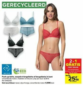 Carrefour Push-up-beha, soepele triangelbeha of beugelbeha in kant aanbieding