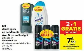 Set deodorantsprays marine axe