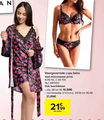 Carrefour Voorgevormde cups beha met microvezel print aanbieding