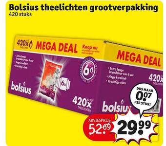 Kruidvat Bolsius theelichten grootverpakking aanbieding