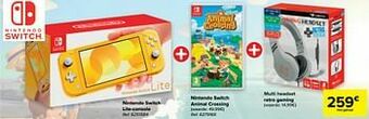 Carrefour Nintendo switch lite-console + nintendo switch animal crossing + multi headset retro gaming aanbieding