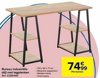 Bureau industriële stijl met legplanken