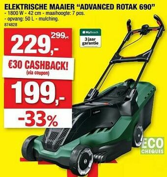 Hubo Bosch elektrische maaier advanced rotak 690 aanbieding