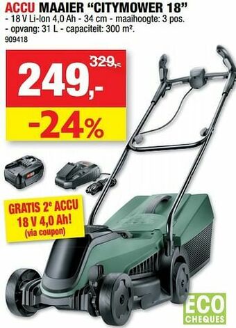Hubo Bosch accu maaier citymower 18 aanbieding