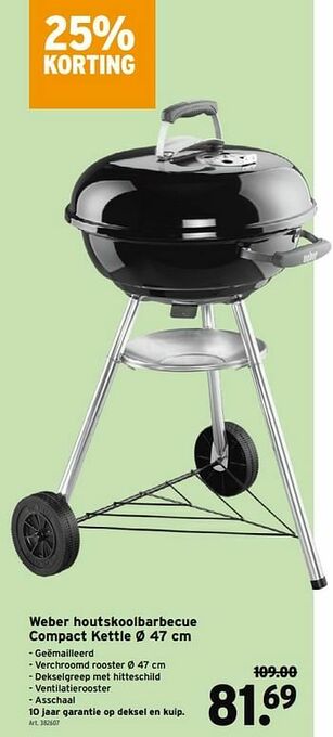 GAMMA Weber houtskoolbarbecue compact kettle aanbieding