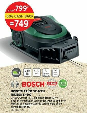 Brico Bosch robotmaaier op accu indego s +500 aanbieding