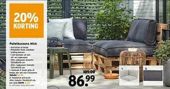GAMMA Palletkussens mick hoekset 3 stuks grijs of beige aanbieding