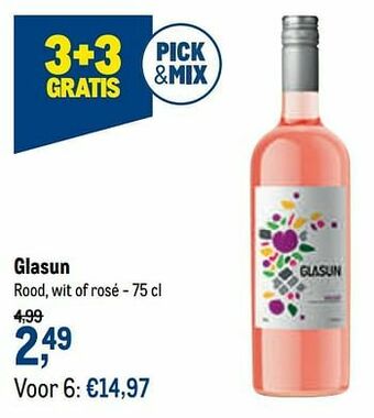 Makro Glasun rood, wit of rosé aanbieding