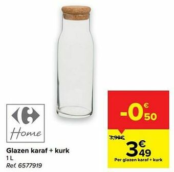 Glazen karaf + kurk