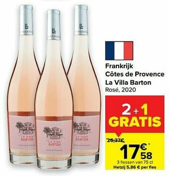 Carrefour Frankrijk côtes de provence la villa barton rosé, 2020 aanbieding