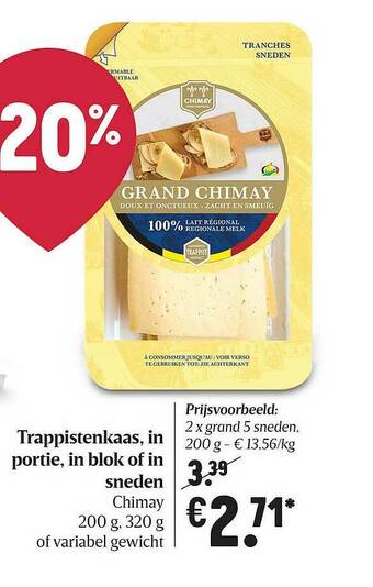 Delhaize Trappistenkaas, In Portie, In Blok Of In Sneden aanbieding