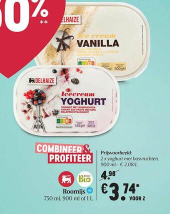 Delhaize Roomijs aanbieding