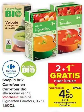 Carrefour Soep in brik aanbieding