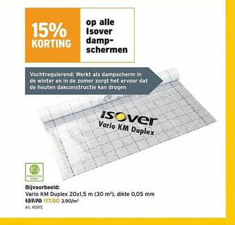 GAMMA 15% Korting Op Alle Isover Damp-schermen aanbieding