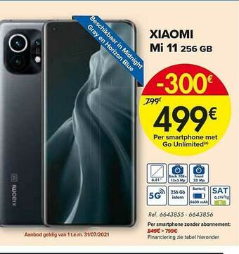 Carrefour Xiaomi Mi 11 256 Gb aanbieding