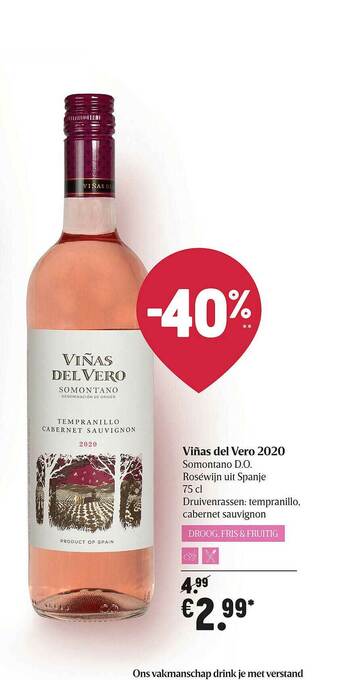 Delhaize Viñas Del Vero 2020 Samontano aanbieding