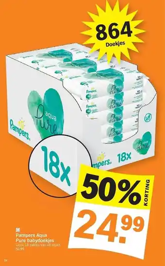 Albert Heijn Pampers aqua pure babydoekjes aanbieding