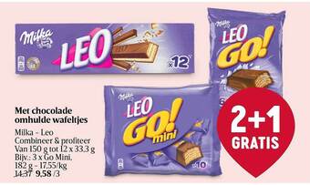 Delhaize Met chocolade omhulde wafeltjes milka leo aanbieding