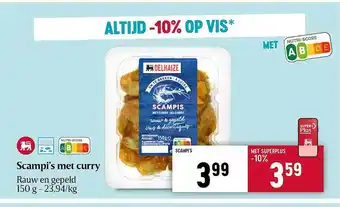 Delhaize Scampi's met curry aanbieding