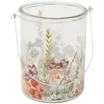 Glazen windlicht met bloemen