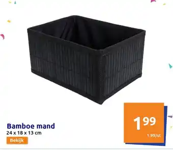 Action Bamboe mand 24 x 18 x 13 cm aanbieding