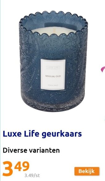 Action Luxe life geurkaars aanbieding