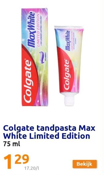 Action Colgate tandpasta max white limited edition 75 ml aanbieding