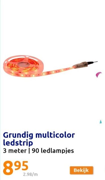 Action Grundig multicolor ledstrip 3 meter 90 ledlampjes aanbieding