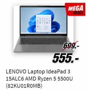 Lenovo laptop ideapad 3 15ALC6 AMD ryzen 5 5500U (82KU01R0MB