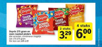 Albert Heijn Duyvis 275 Gram En Oven Roasted Pinda's aanbieding