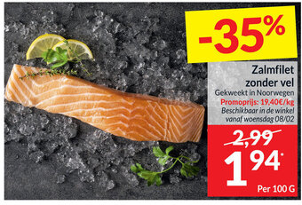 Intermarché Zalmfilet zonder vel per 100g aanbieding