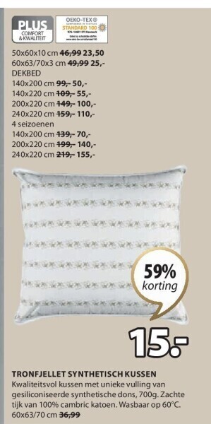 Jysk Tronfjellet synthetisch kussen aanbieding