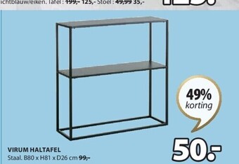 Jysk Virum haltafel staal. b80 x h81 x d26 cm aanbieding