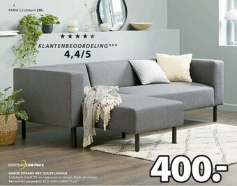 Jysk Karise zitbank met chaise longue aanbieding