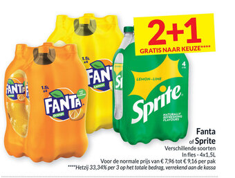 Intermarché Fanta of sprite verschillende soorten in fles- 4x1,5L aanbieding