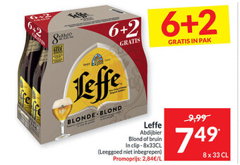 Intermarché Leffe abdijbier blond of bruin in clip- 8x33cl aanbieding