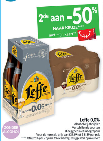 Intermarché Leffe 0,0% alcoholvrij abdijbier verschillende soorten aanbieding