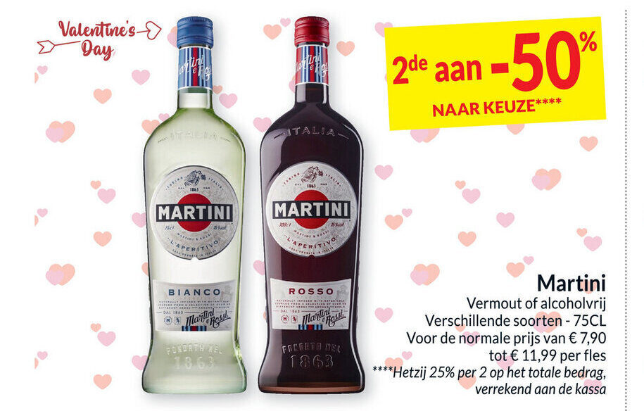 Martini vermout of alcoholvrij verschillende soorten 75cl promotie bij