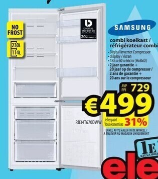 ElectroStock Samsung combi koelkast/ réfrigérateur combi aanbieding