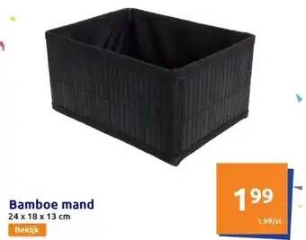 Action Bamboe mand 24x 18x 13 cm aanbieding